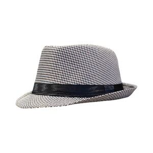 Stylish Black and White Houndstooth Fedora Hat